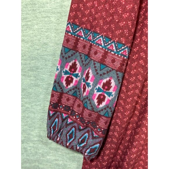 White Mark Boho Burgundy Embroidered Print Dress Womens XL - Picture 4 of 7